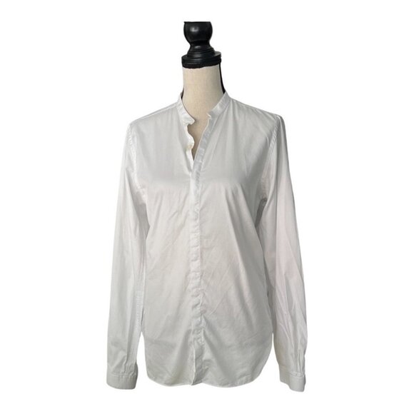 The Kooples Mao Neck White Cotton Button Down Shirt Size S / CLOFA - Picture 1 of 5